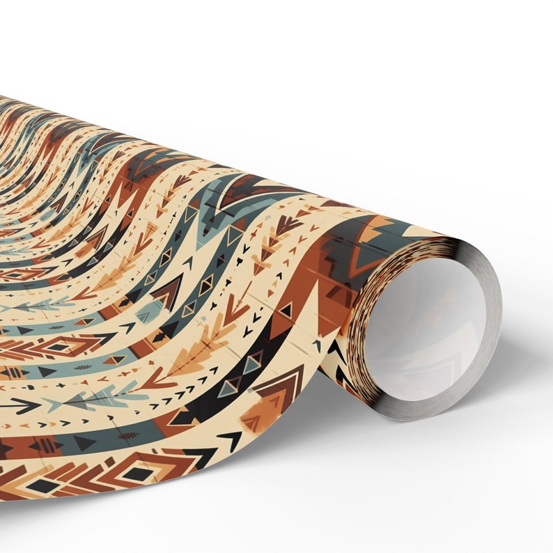 Western Aztec Wrapping Paper Roll for Men Gift Wrap Unique Wrapping Paper Birthday Adult Paper Aztec Lovers Gift Wrap Western Birthday Guy image 3