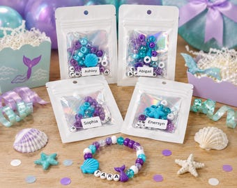 Personalized Mermaid DIY Bracelet Favor for Kids Friendship Bracelet Kits Party Favors for Girls Mermaid Bday Gifts for Girl Tween Favor