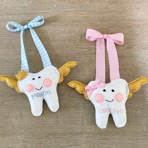 Personalized Tooth Fairy Pillow Door Hanger for Tooth Fairy Custom Tooth Holder Hanging Pillow Tooth Fairy Gift for Kids Pillow with Pocket