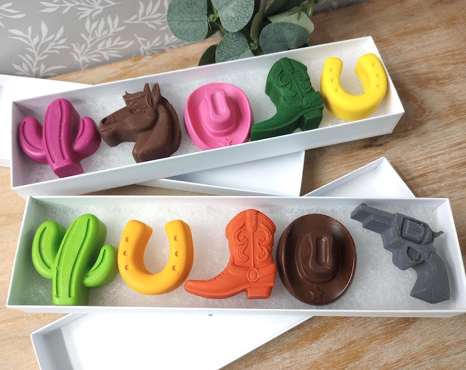 Western Shaped Crayons Gift Homemade Crayons for Toddlers Custom Crayons for Kids Cowboy Crayons Favor Cowgirl Crayons Birthday Party Favors