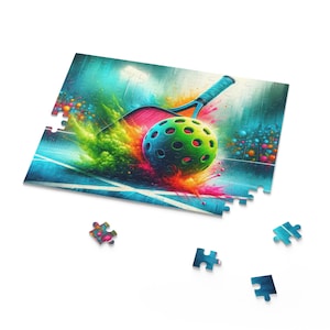 Heldere Pickleball-puzzels 120, 252, 500-delige puzzel Kartonnen puzzel Cadeaus voor Pickleball-liefhebbers Kleurrijke puzzel Pickleball-thema
