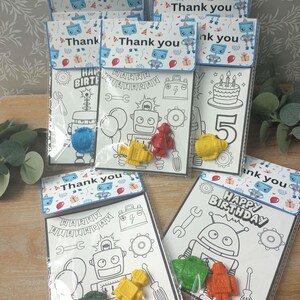 Custom Robot Coloring Pages with Shaped Crayons Birthday Party Favors for Classmates Robot Crayons Thank You Favor for Robot Lover Gifts image 8