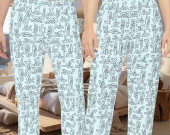Sex Positions Pajamas Pant Funny Matching Couples PJs Adult Raunchy Pajamas Stick Figures Funny PJs Gift for Husband Wife Matching Pajamas