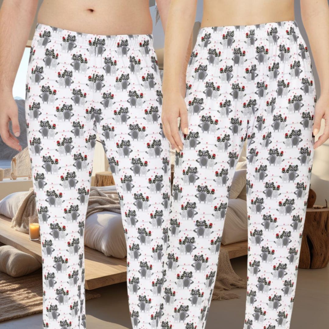 Pink Raccon Pj Raccoon Pajamas Gift for Couple Matching Pjs Anniversary Gift for ...