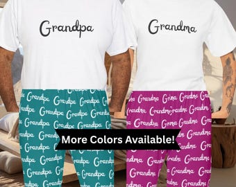 Matching Grandparents Shirts Custom Pjs Pants Men Matching Grandpa Personalized Pjs for Women Grandma Matching Name Pajamas Set Long Sleeve