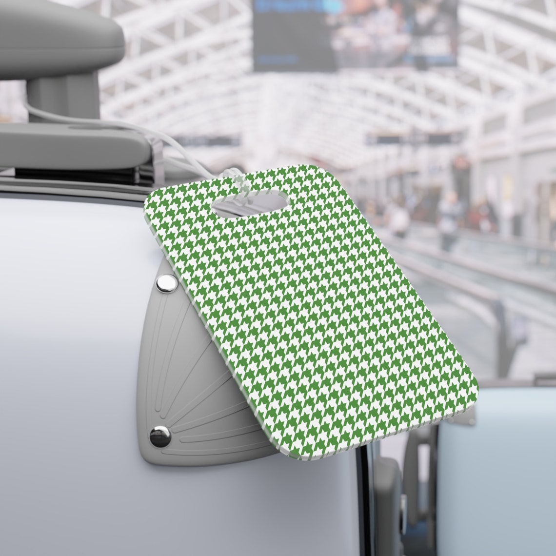 Airplane Houndstooth Luggage Tag