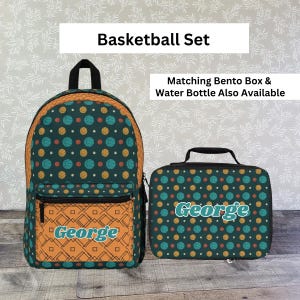 Basketball Backpack for Kids Kindergarten Bookbag and Lunch Box Set Basketball Lunchbox for Toddler Daycare Child Water Bottle Bento Box