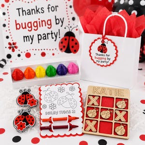 Ladybug Birthday Party Favors Ladybug Stickers Ladybug Tic Tac Toe Game Ladybug Party Favors Ladybug Shaped Crayons Ladybug Coloring Favors