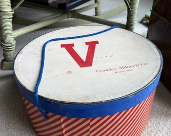Vintage V for Victory WWII 1940s era hat box