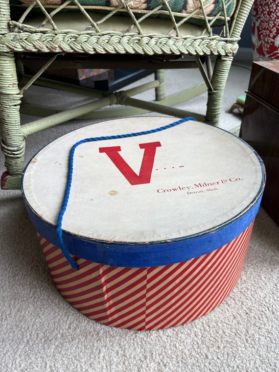Vintage V for Victory WWII 1940s era hat box
