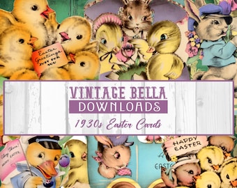 DIGITAL FILES vintage 1930s Easter card illustrations VB#127