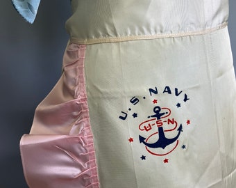 Vintage 1940s US Navy souvenir apron USN