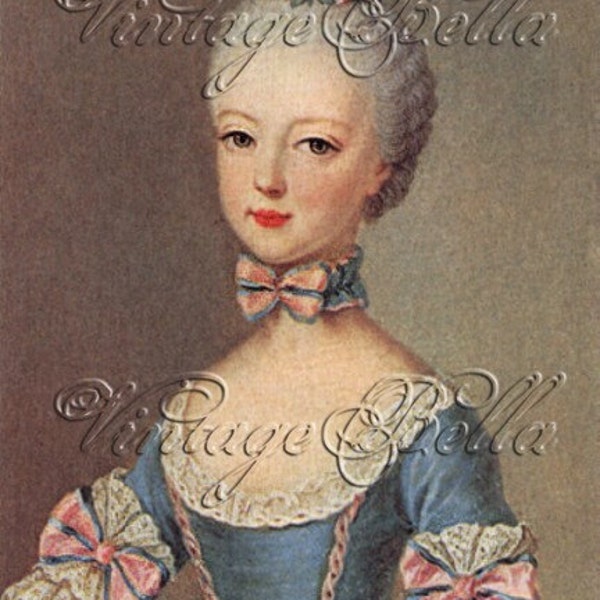 Vintage MARIE ANTOINETTE 15 Fabric Art Print on Cotton by Vintage Bella