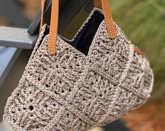Handmade Crochet Shoulder Bag | Cotton Blend Tote Bag