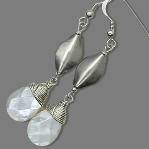 Gleaming Mother of Pearl Sterling Silver Dangle Earrings