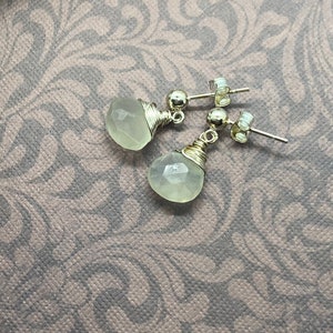 Natural Glowing Moonstone Sterling Silver Little Dangle Drop Earrings