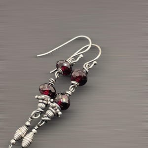 Natural Garnet Sterling Silver Dangle Earrings