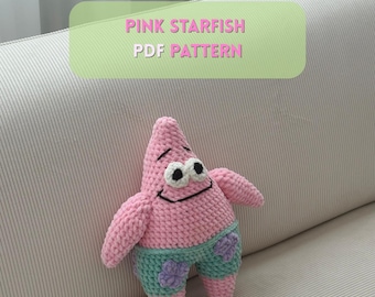 Pink Starfish Crochet Pattern, Starfish Pattern, Sea Friend crochet pattern, pdf pattern, Crochet plushie