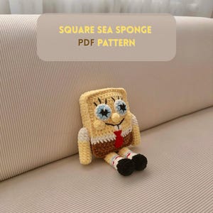 Square Sea Sponge Crochet Pattern, Crochet Pattern, Crochet plushie, pdf in English