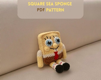 Square Sea Sponge Crochet Pattern, Crochet Pattern, Crochet plushie, pdf in English