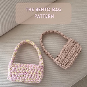 Modèle de sac Bento au crochet, sac en fil de t-shirt, tutoriel PDF facile, petit sac à main DIY, modèle de sac au crochet moderne, modèle de sac au crochet