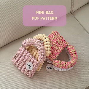 Mini Bag Crochet Pattern, T-shirt yarn bag, easy PDF Tutorial, Small Purse DIY, Modern Crochet Bag Pattern, Crochet bag pattern