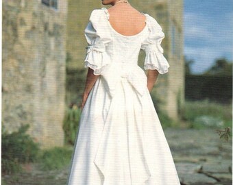 90's Laura Ashley Bridal White Wedding Dress Vintage Size US 6/UK 10/EUR 36