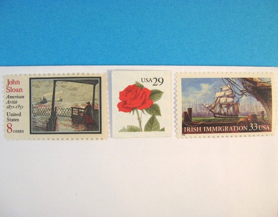 Wedding Mail Vintage Postage Nautical Floral Stamps Sailing Etsy