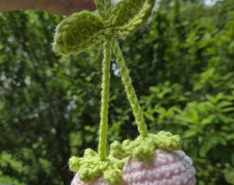Crochet Strawberry Keychain