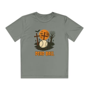 T-shirt jeune concurrent - Dead Ball chemise de baseball sur le thème d'Halloween, costume de baseball pour enfants, chemise de baseball pour jeunes, t-shirt de baseball d'Halloween, jeunesse