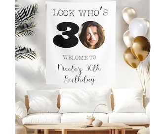 Personalized 30th Birthday Welcome Sign: Modern Minimalist Party Decor