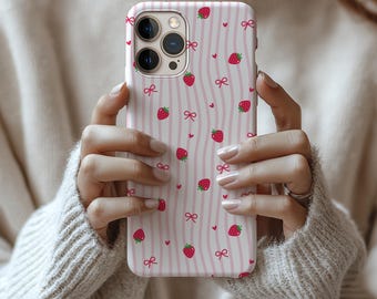 Strawberry Phone Case Bow iPhone Samsung Cover Fruit Pattern Case