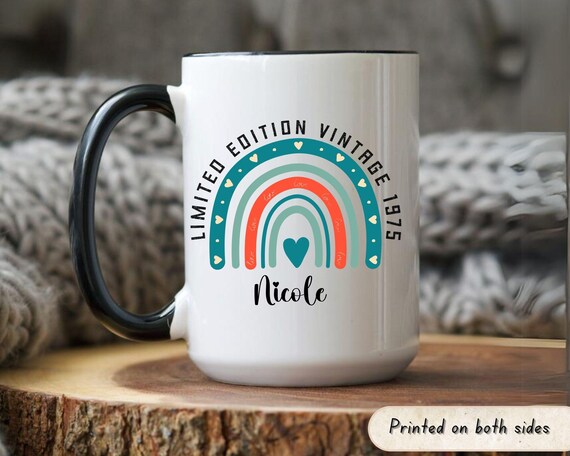 50th Birthday Mug for Women Custom 50th Birthday Gift Personalized Funny  50th Coffee Cup 1975 Custom Gift For 50 Year Old Women Mug 1975