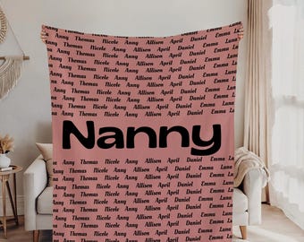 Personalized Mimi Blanket: Custom Grandkids Names, Grandma Gift