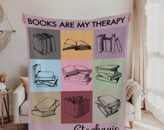 Custom Name Bookish Blanket Cozy Reading Blanket for Book Lovers Personalized Name Gift Library Bookish Quilt