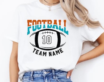Custom Football Team Name & Number Shirt Football Mom Shirt Football Team Shirt Game Day Shirt Gift for Mom High School Football Cheer Tee