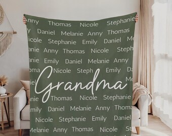 Personalized Mimi Blanket: Custom Grandkids Names, Grandma Gift