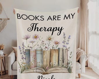 Custom Name Bookish Blanket Cozy Reading Blanket for Book Lovers Personalized Name Gift Library Bookish Quilt