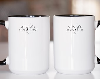 Personalized Godparents Mug Spanish Padrino Madrina Custom Baptism Proposal Gift