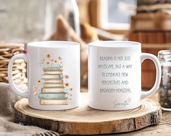 Book Lover Mug Bookish Mug Personalized Reading Coffee Mug Teacher Gift Bookworm Cup