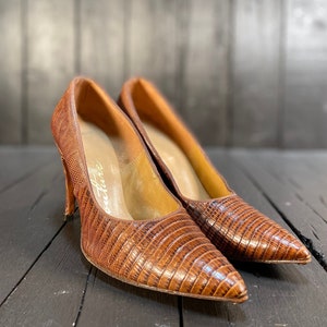 Brown crocodile heels hotsell