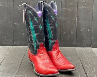 Womens Us 7.5, Code West Boots, green cowgirl boots, black cowgirl boots, red cowgirl boots, pointed toe boots, FREE USA SHIPPING