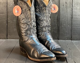 Size 11E Black Cowboy Boots Dan Post 