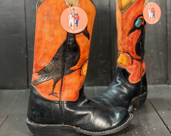 Womens Us 7, Custom Made Boots, Hand Painted Boots, Custom Western