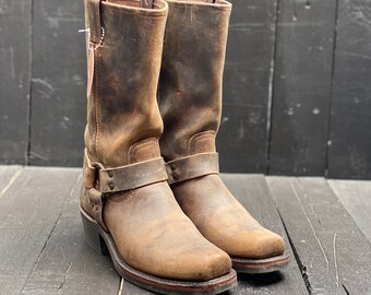 Womens Us 9, vintage Frye Boots, vierkante neuslaarzen, dames westerse laarzen, Frye harnaslaarzen, bruine Cowgirl Laarzen, GRATIS VS VERZENDING