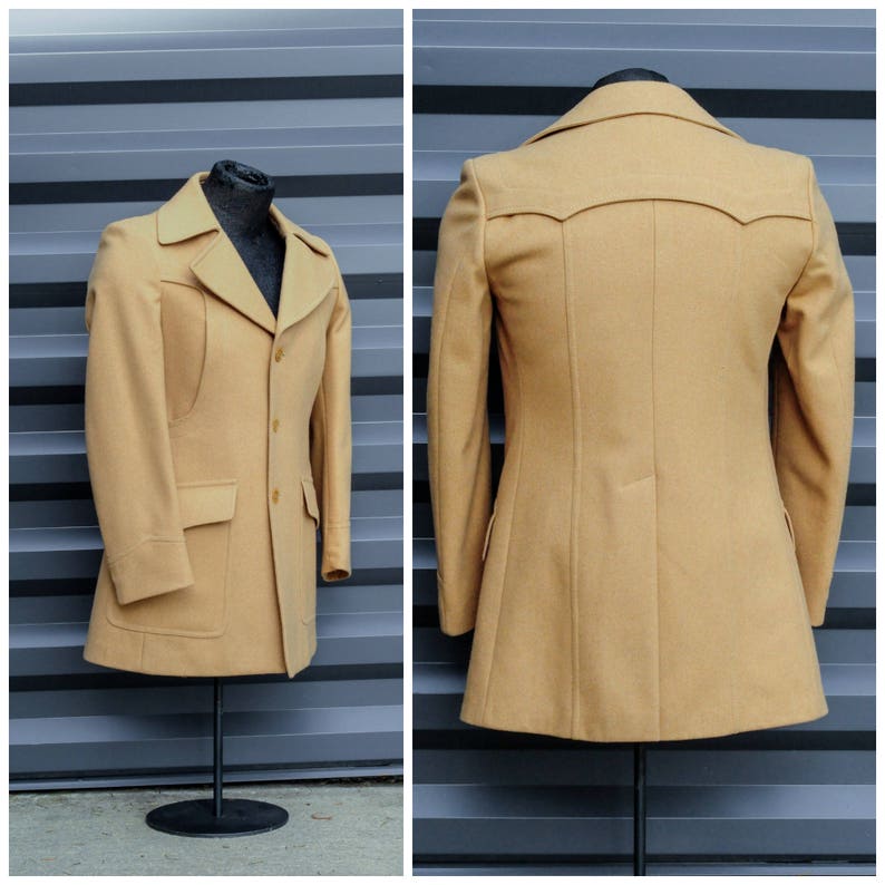 Medium Vintage Winter Coat Camel Hair Coat Wool Coat Men Etsy