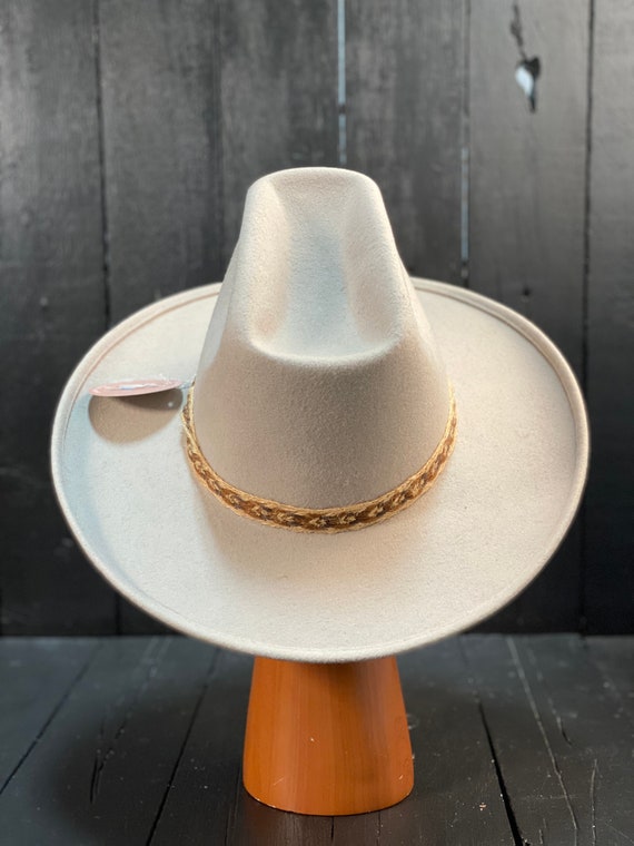 Size medium, felted wool hat, white cowboy hat, w… - image 4