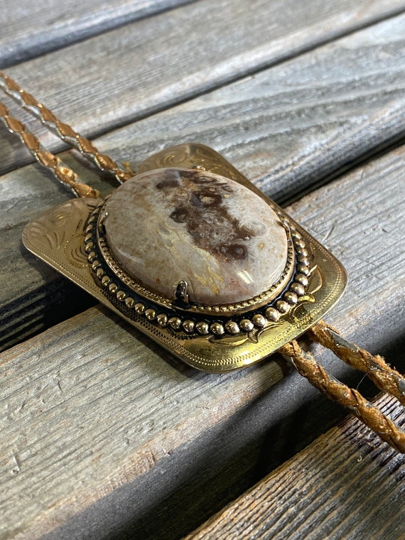 Crazy lace agate bolo tie, agate bolo tie, western