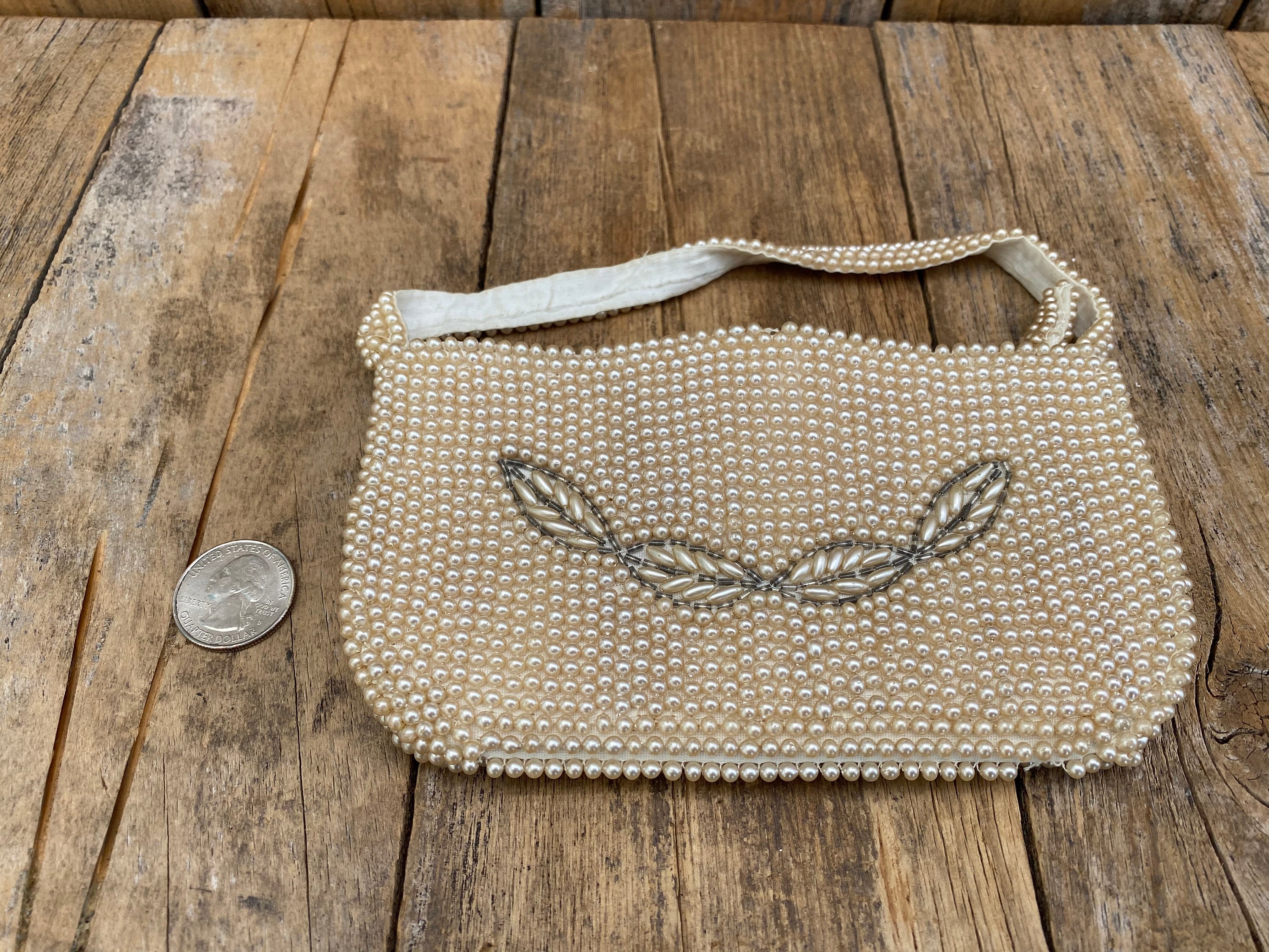 Abendtasche Handtasche Mit Perlengriff Perlen Tasche