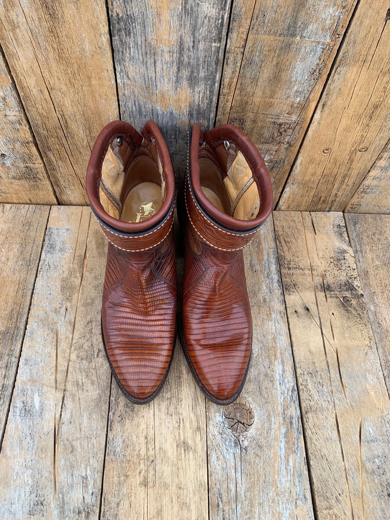 Us 8.5 excellent condition vintage cowboy boots lizard skin ankle boots custom made boots FREE SHiPPiNG